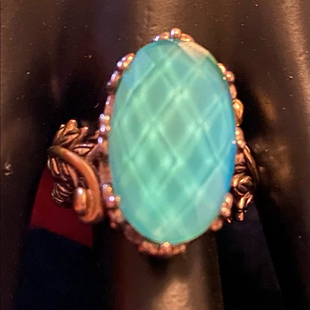 Barbara Bixby Sterling Silver 925 Turquoise Faceted  Doublet w/18K Gold accents.
